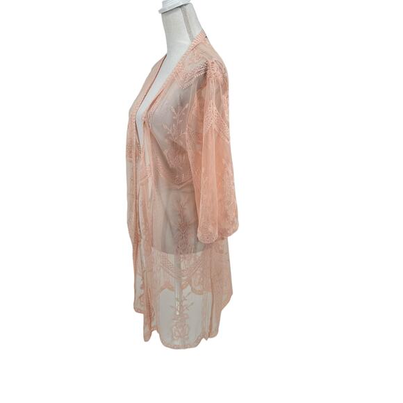 Miss Chievous Apricot Embroidered Lace Mesh Kimono L/XL - Picture 5 of 9